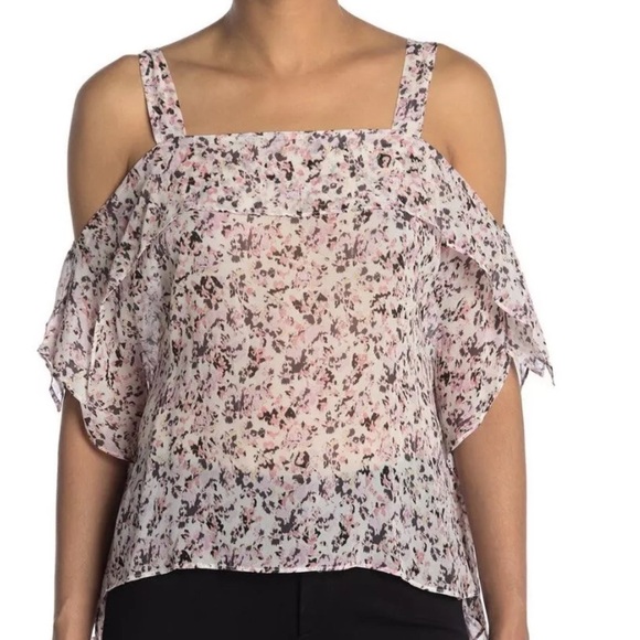 Allsaints All Saints Mio Floral Freefall Top Blouse Off Shoulder Small NEW 700 - Picture 1 of 4